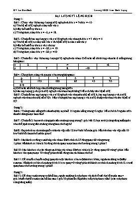 Bài tập Đại lượng tỉ lệ nghịch - Trường THCS Trần Bình Trọng